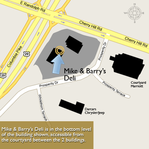 Map to Mike and Barry's Deli
